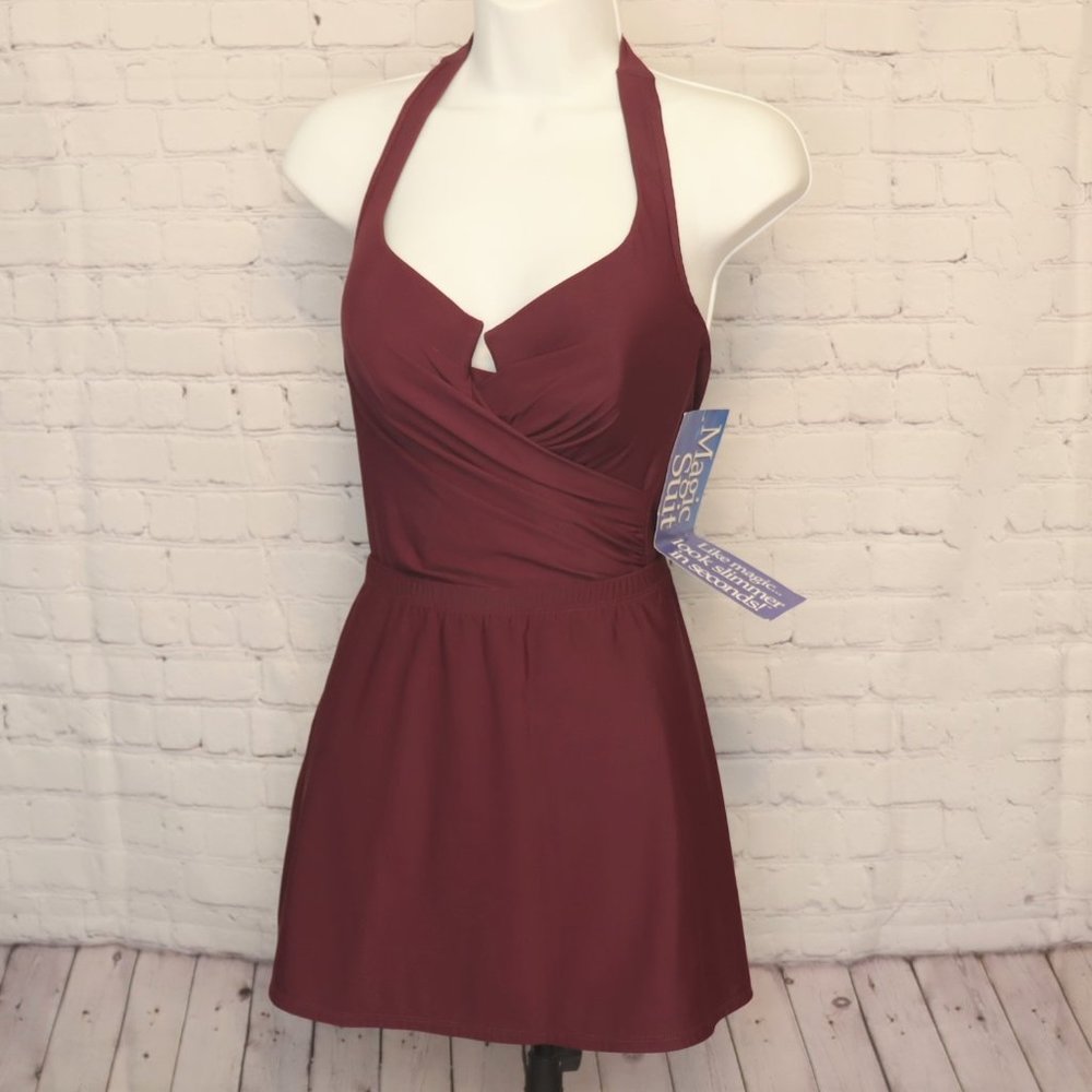 NWT Womens 10 Purple Miracle Suit and Matching Swim Skirt Size M - Picture 1 of 9